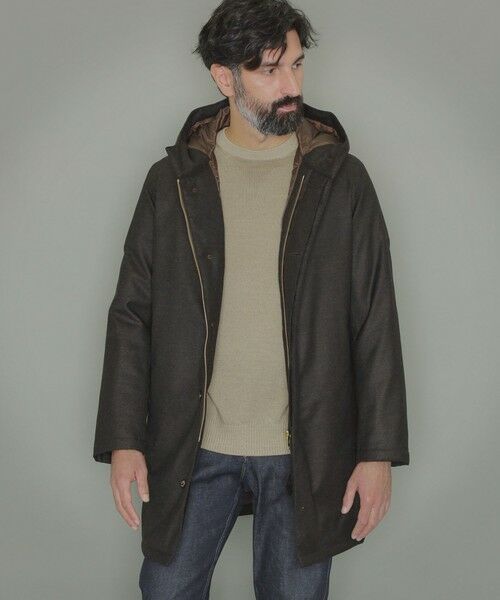 セール】 ウールサキソニーフーデッドロングダウンアウター （その他