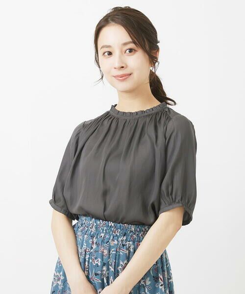 小さいサイズ】フリルネックブラウス/接触冷感/洗える （シャツ