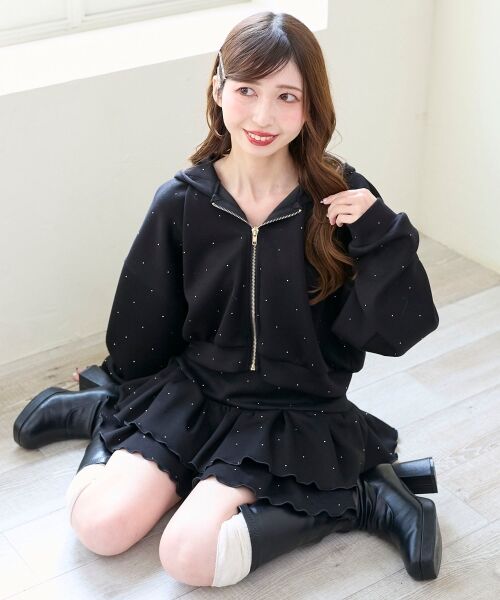 ∞キラキララインストーンショートパーカー （パーカー）｜MAJESTIC