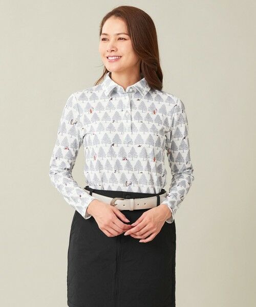 セール】 【WOMEN】白夜ゴルフ柄 長袖シャツ （ポロシャツ）｜23区GOLF