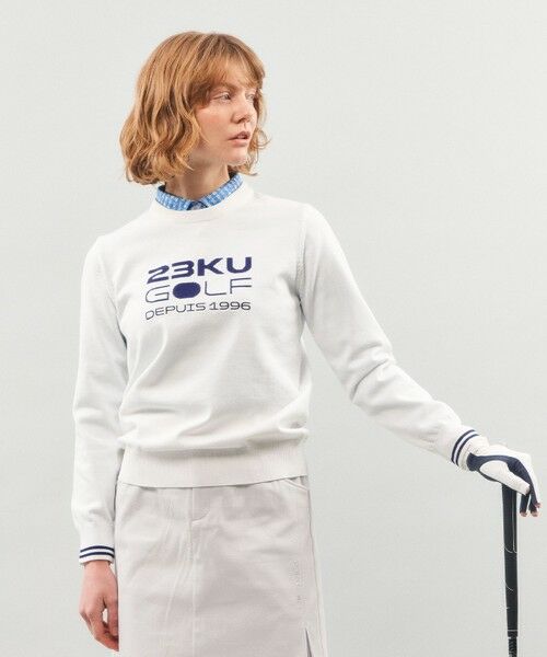 セール】 【WOMEN】【ウォッシャブル】ロゴインターシャ ポリエステル