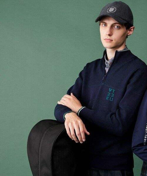 セール】 【MEN】【ウォッシャブル】ハーフジップニットプルオーバー