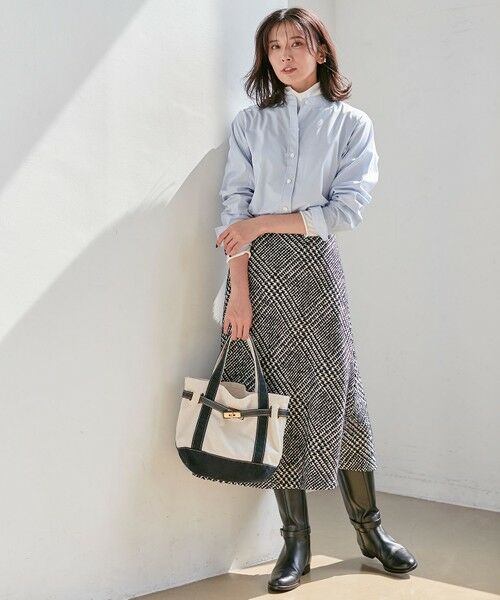 セール】 ループヤーン チェック ツイード セミフレアスカート （ミニ