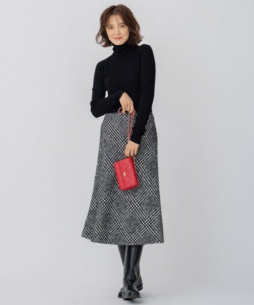 セール】 ループヤーン チェック ツイード セミフレアスカート （ミニ