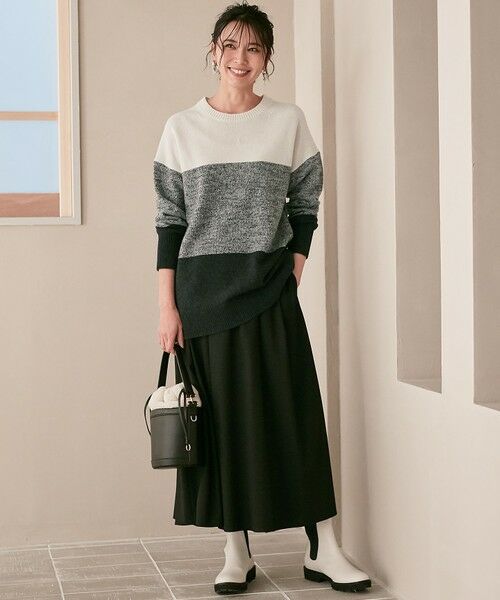 セール】 【洗える】ウールナイロン カラーブロック ニット （ニット