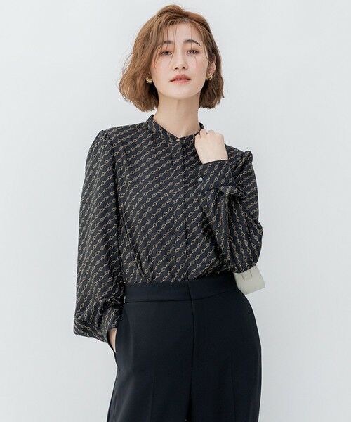 セール】 【洗える】Ratti チェーンモチーフ ボウタイ ブラウス