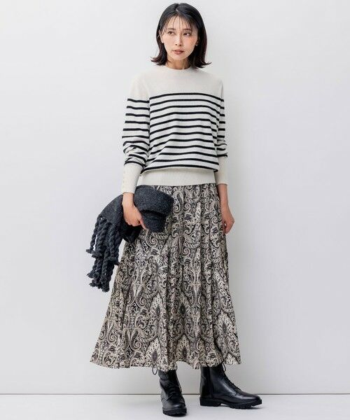 セール】 【洗える】ピュアカシミヤ ボーダー ニット （ニット