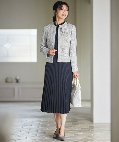 セール】 【セットアップ対応】シャインツイードストレッチ ノーカラー