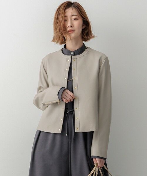 セール】 ラムレザー ノーカラージャケット （ノーカラージャケット