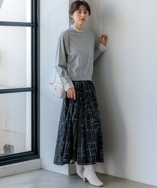 セール】 【洗える】ヴィスコースストレッチ レースコンビ ニット