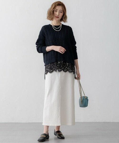 セール】 【Oggi3月号掲載/洗える】コットンギマ ケーブル ニット