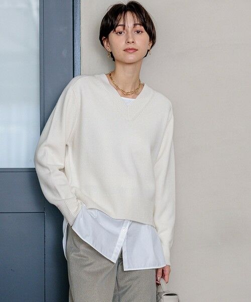 セール】 【Oggi2月号掲載/洗える】ウールカシミヤ Vネック ニット