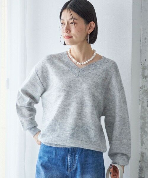 セール】 〈手洗い可能〉モヘヤ パイル Vネック プルオーバー （ニット