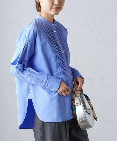 セール】 〈洗濯機可能〉ピンタック バンド カラー シャツ （シャツ