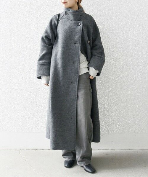 セール】 SHIPS any: スタンド & ダブル カラー ロング コート