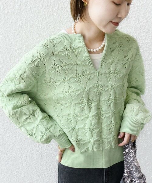 WEB限定】〈洗濯機可能〉2WAY フラワー ジャカード ハーフ ジップ プル