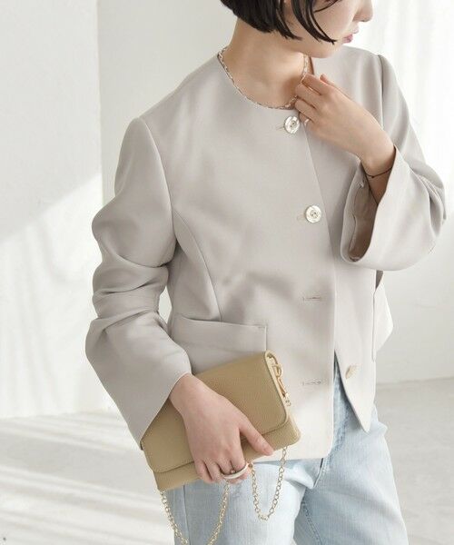 セール】 quaranciel:〈洗濯機可能〉ダブルクロス フレア ノーカラー