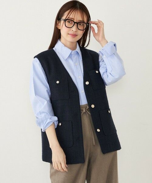 セール】 SHIPS Colors:ツイード Vネック ジレ2 （ベスト）｜SHIPS