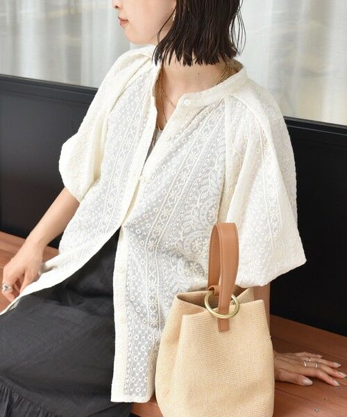 セール】 〈洗濯機可能〉レース バルーン 袖 ブラウス （シャツ