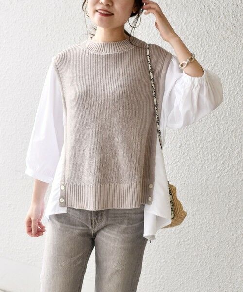 セール】 ニットコンビ7分袖シャツ （シャツ・ブラウス）｜SHIPS