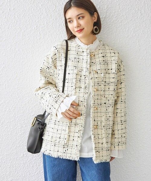 セール】 GIOLICA ツイード ジャケット ◇ （ノーカラージャケット