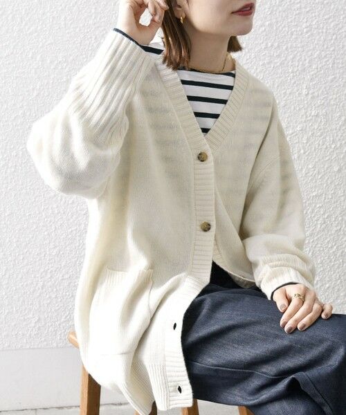 セール】 SHIPS any: AQUA カシミヤ ミックス Vネック ニット