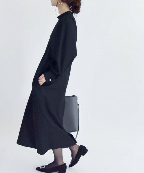 セール】 quaranciel: ウール サキソニー ハイネック ワンピース