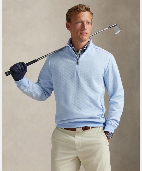 セール】 （RLX）キルテッド ダブルニット モックネック スウェット