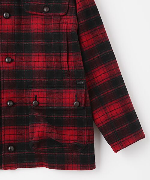 セール】 メルトンチェックベロア風仕上げ ステンカラーブルゾン