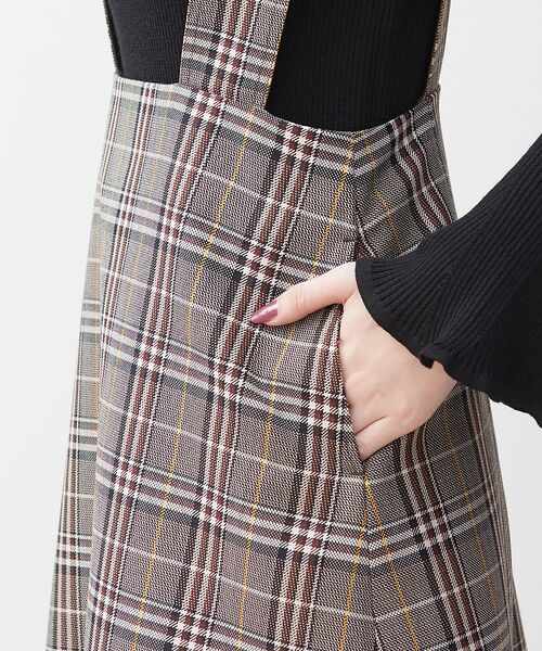 セール】 【展開店舗限定】チェック柄サスペンダー付きスカート
