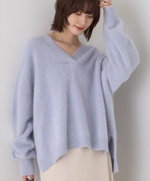 フォックスウールVネックスリットニットプルオーバー （ニット
