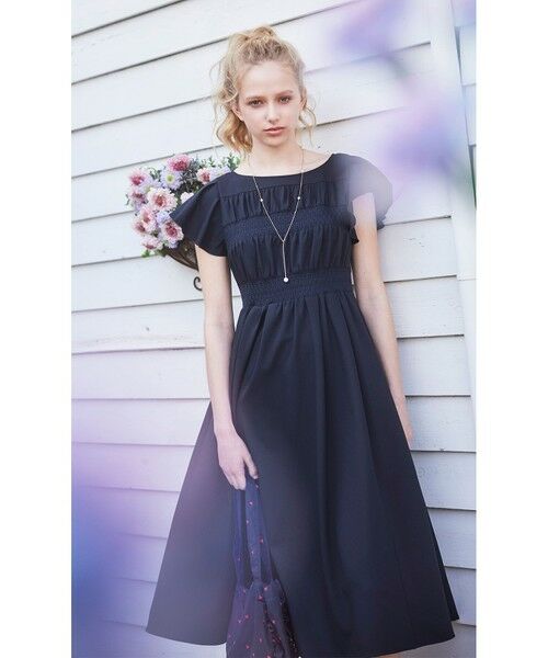 セール】 【消臭】SMOCKING EMBROIDERY ドレス （ロング・マキシ丈