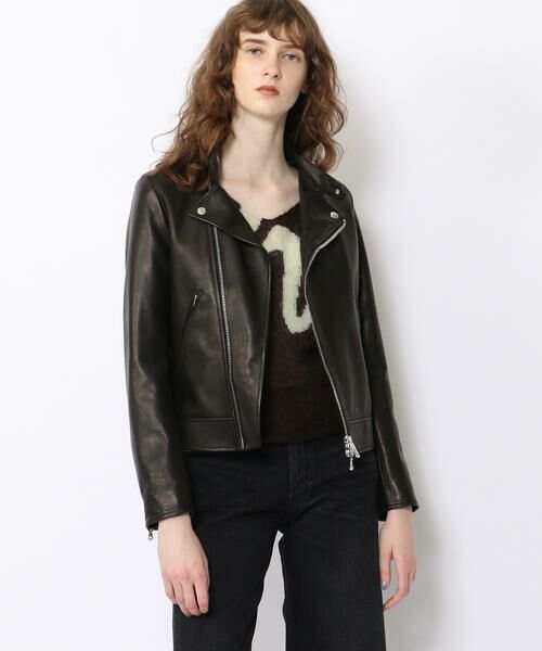 セール】 ラムレザー ライダースジャケット （レザーブルゾン
