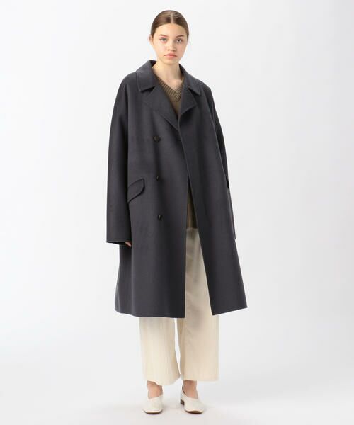 セール】 ウールダブルフェイス ダブルブレストコート （ステンカラー
