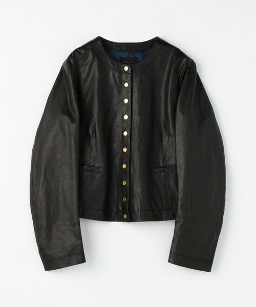 セール】 ライトセミベジタブルレザー ノーカラージャケット （レザー