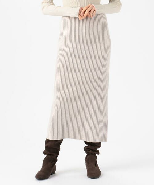 セール】 ウールカシミヤリブ Iラインミディスカート （ロング・マキシ