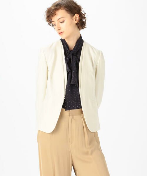 セール】 ウールサキソニー ノーカラージャケット （ノーカラー