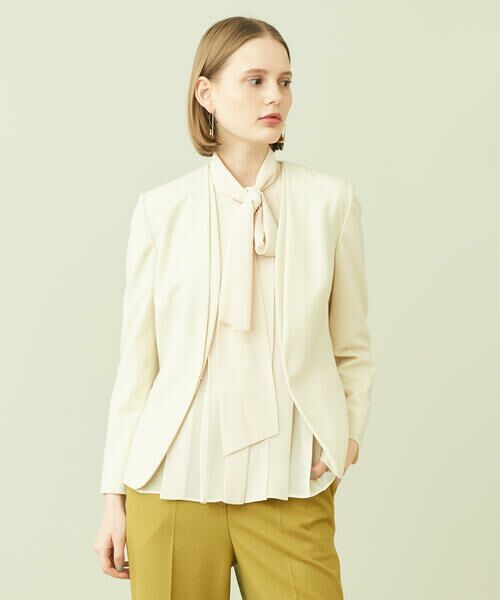 セール】 ウールサキソニー ノーカラージャケット （ノーカラー