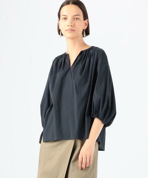 セール】 ストレッチブロード フロントギャザーブラウス （シャツ