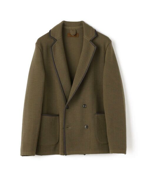 セール】 ウール レザーパイピングダブル4Bニットジャケット （ニット