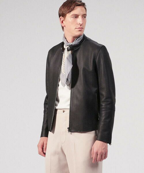 セール】 【別注】DENIM×TOMORROWLAND ラムレザー シングルライダース