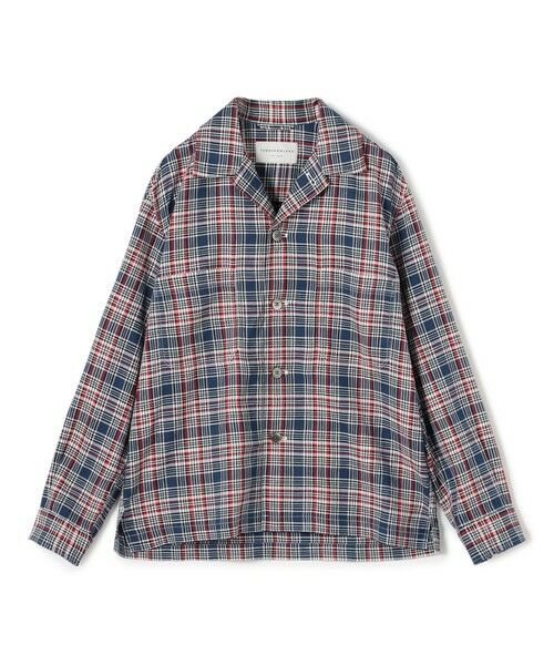 セール】 コットンリネン マドラスチェック×ヘリンボーン シャツ