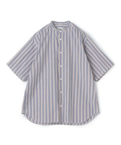 セール】 コットンブロード ショートスリーブバンドカラーシャツ