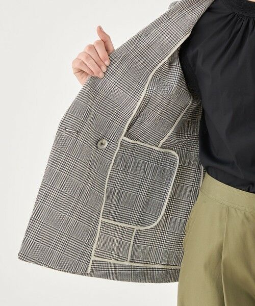 セール】 グレンチェックサッカー ダブルブレストジャケット