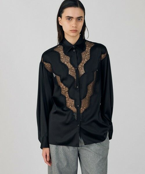 シルクストレッチサテン レギュラーカラーシャツ （シャツ・ブラウス