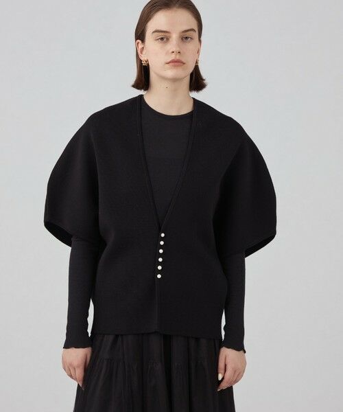セール】 ウールポリエステルパールコンビ マントカーディガン