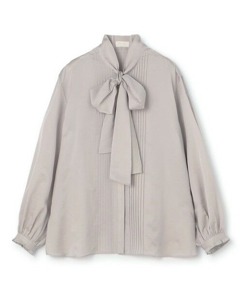 セール】 コットンシルクサテン ピンタックボウタイブラウス （シャツ