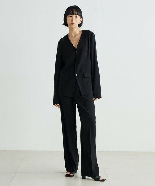 セール】 バックサテンジョーゼット テーパードスラックス