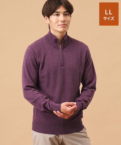 セール】 カシミヤ ハーフジップセーター【LL】 （ニット・セーター