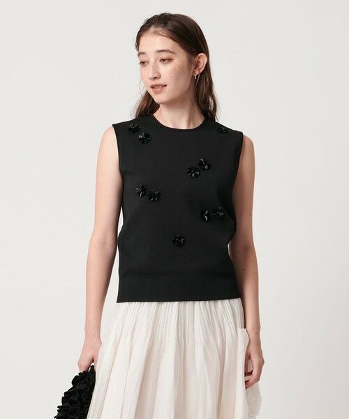 セール】 スパンコール 3D フラワー ベスト （ニット・セーター